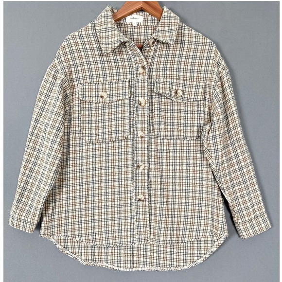 bohme Jackets & Blazers - Bohme Plaid Button Down Shacket Jacket Brown Cream Small C91193A